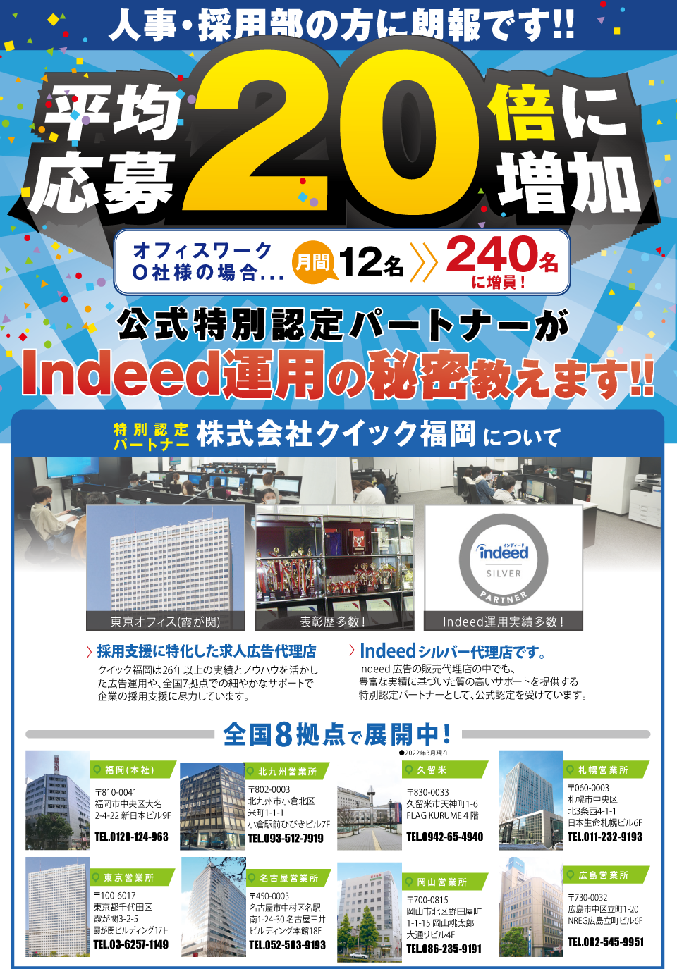 平均応募20倍に増加公式特別！認定パートナーがIndeed運用の秘密教えます！！